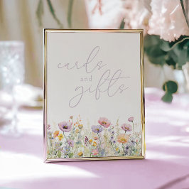 紫のベビーの開花ワイルドフラワーカード&ギフトサイン ポスター