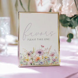 紫のベビーの開花ワイルドフラワーシャワーの好意のサイン ポスター