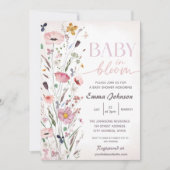 紫のベビーの開花ワイルドフラワーベビーシャワー 招待状 (正面)