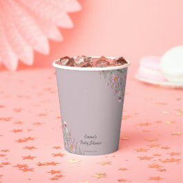 紫のベビーの開花ワイルドフラワーベビーシャワー 紙コップ