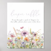 紫のベビーイン開花ワイルドフラワーオムツラッフル ポスター (正面)