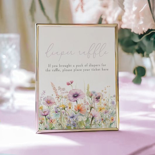 紫のベビーイン開花ワイルドフラワーオムツラッフル ポスター