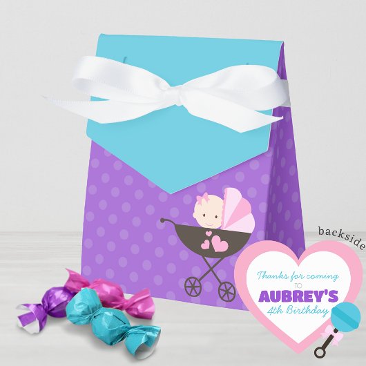 紫のベビー人形トリートギフトお気に入りボックス フェイバーボックス