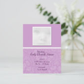 紫のベビー発表カード 招待状 (スタンド正面)