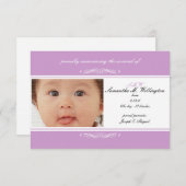 紫のベビー発表カード 案内状 (正面/裏面)
