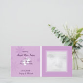 紫のベビー発表写真カード 案内状 (スタンド正面)