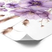 紫のベビー蝶の赤ちゃんシャワー歓迎サイン ポスター (角)