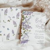 紫のベビー開花の赤ちゃんシャワー招待 招待状