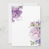 紫のベビー開花フローラモダンベビーシャワー 招待状 (裏面)