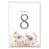 紫のベビー開花フローラワイルドフラワーベビーシャワー テーブルナンバー (正面)