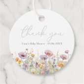 紫のベビー開花フローラワイルドフラワーベビーシャワー フェイバータグ (正面)