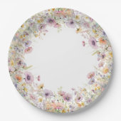 紫のベビー開花フローラワイルドフラワーベビーシャワー ペーパープレート (正面)