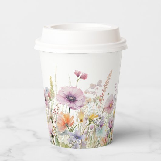 紫のベビー開花フローラワイルドフラワーベビーシャワー 紙コップ (裏面)