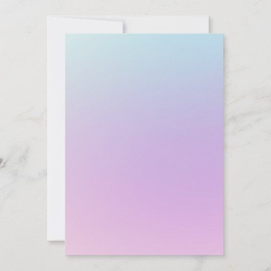 紫のベビー開花水色ベビーシャワー 招待状 (裏面)