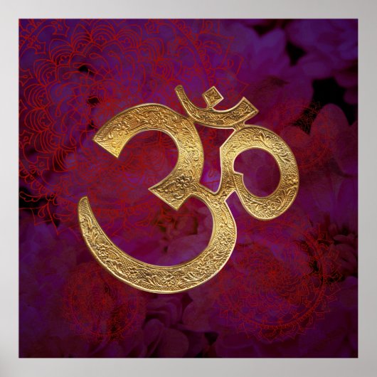 紫のベリーフローラOMポスターヨガメディテーション ポスター (正面)