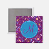 紫のペイズリーと"M"モノグラム マグネット (正面/裏面)