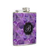 紫のペイズリーダマスクパターンとモノグラム フラスク (右)