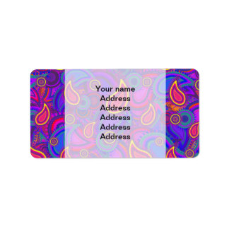 紫のペイズリーパターン ラベル