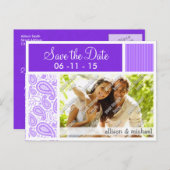 紫のペイズリーパターン 案内ポストカード (正面/裏面)