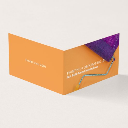 紫のペイントローラー、ペンキ屋・装飾屋の写真 名刺 (外部)