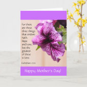 紫のペチュニア/愛に詠まれた詩母の日のカード カード (黄色い花)