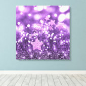 紫のボケエフェクトと星の偽のグリッター キャンバスプリント (インサイチュ (ウッドフロア))
