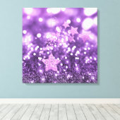 紫のボケエフェクトと星の偽のグリッター キャンバスプリント (インサイチュ (ウッドフロア))