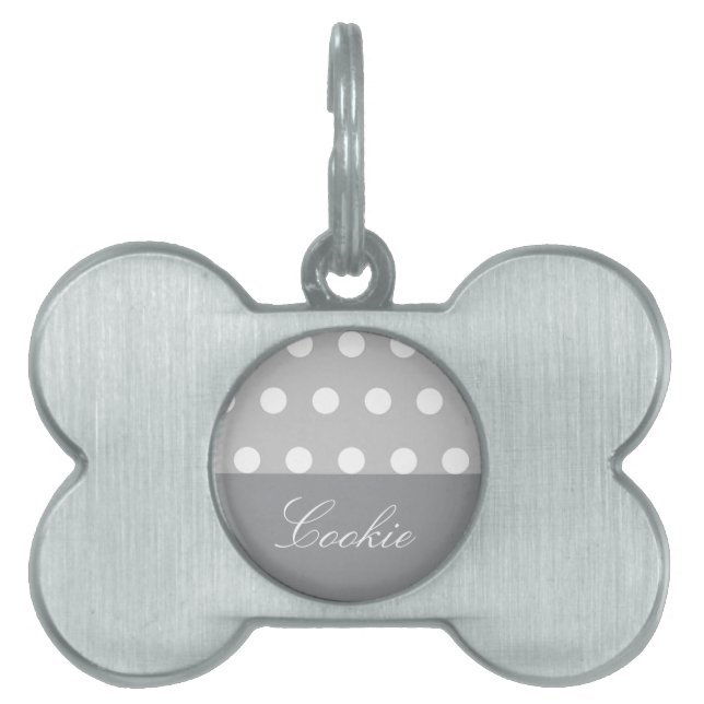 紫のポカドット ペットネームタグ (正面)