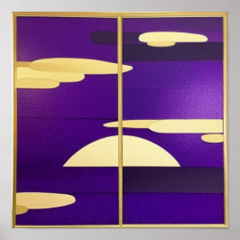 紫のポスターの夕日 ポスター