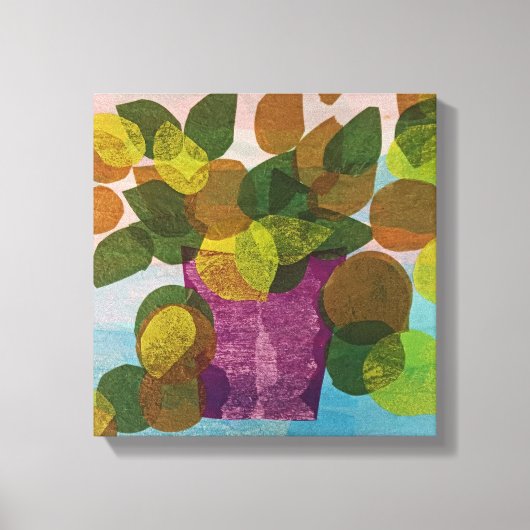 紫のポット引き伸ばしキャンバス キャンバスプリント (正面)