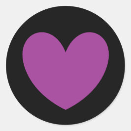 紫のポルカハートオンブラック ラウンドシール