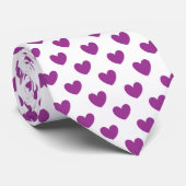 紫のポルカハートオン白 ネクタイ (ロール)