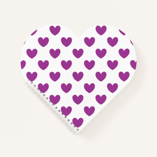 紫のポルカハートオン白 ノートブック (正面)