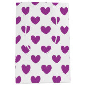 紫のポルカハートオン白 ミディアムペーパーバッグ (正面)