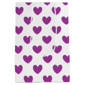 紫のポルカハートオン白 ミディアムペーパーバッグ (裏面)