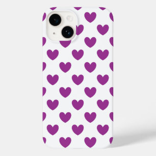 紫のポルカハートオン白 Case-Mate iPhone 14ケース