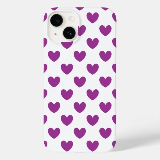 紫のポルカハートオン白 Case-Mate iPhoneケース (裏面)
