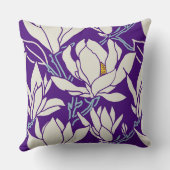 紫のマグノリア柄 クッション (裏面)