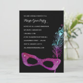 紫のマスク|仮装マルディグラパーティー 招待状 (スタンド正面)