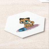 紫のマットに茶色の青い目の子猫 ペーパーコースター (アングル)