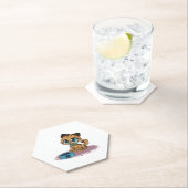 紫のマットに茶色の青い目の子猫 ペーパーコースター (インサイチュ)