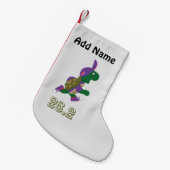 紫のマラソン亀ランナー スモールクリスマスストッキング (正面 (吊り時))