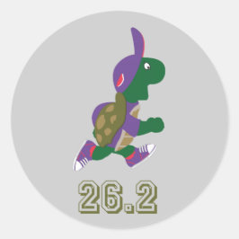 紫のマラソン亀ランナー ラウンドシール