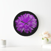紫のマリゴールドの壁掛け時計 ラージ壁時計 (ホーム)