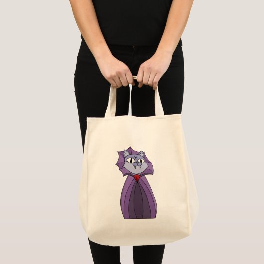 紫のマントを着た吸血猫 トートバッグ (正面(商品))