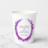 紫のマーブスプラッシュウォーターの色のリース結婚ズ 紙コップ (裏面)