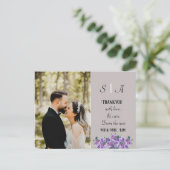 紫のミニマル ソフトグレーとブラックの写真 ありがとうございます ポストカード (スタンド正面)