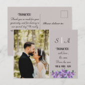 紫のミニマル ソフトグレーとブラックの写真 ありがとうございます ポストカード (正面/裏面)