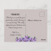 紫のミニマル ソフトグレーとブラックの写真 ありがとうございます ポストカード (裏面)