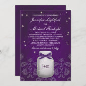 紫のメイソン·ジャ結婚ー 招待状 (正面/裏面)